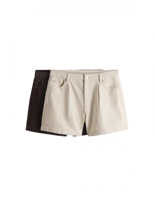 Foto van product The Set Bandplooi jeans ecru / donkerbruin