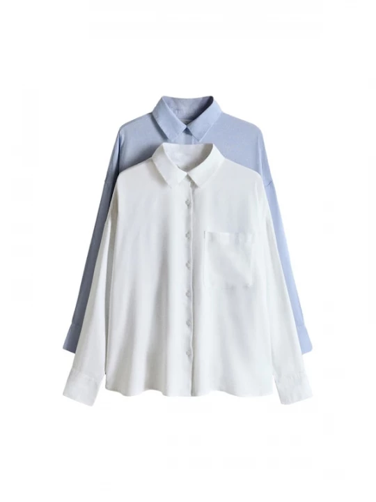 Foto van product The Set Blouse lichtblauw / wit