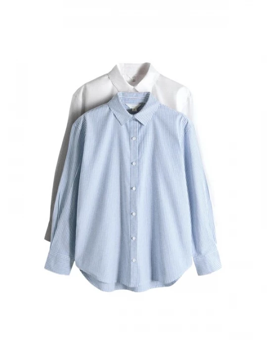 Foto van product The Set Blouse lichtblauw / wit