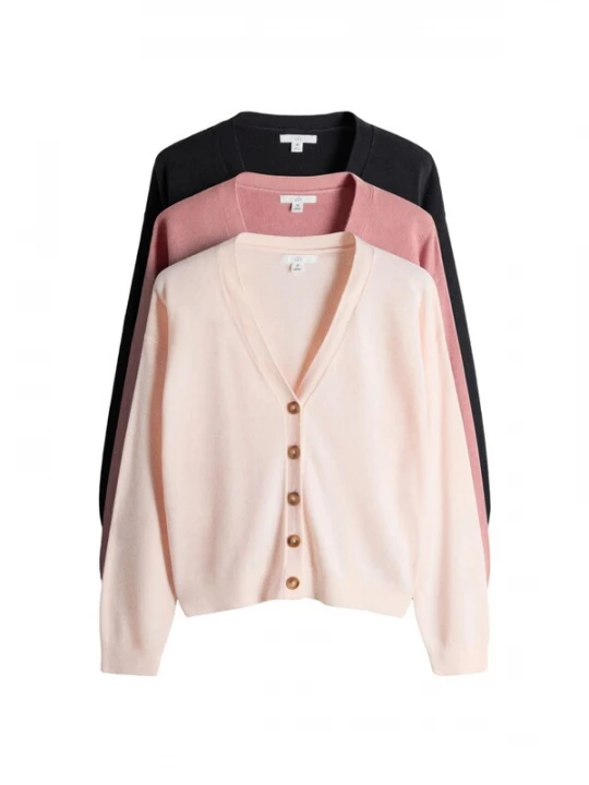 Foto van product The Set Gebreid vest rosé / pastelroze / zwart