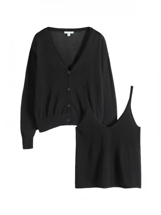 Foto van product The Set Gebreid vest zwart