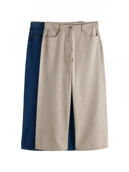 Foto van product The Set Jeans lichtbeige / blauw denim / chocoladebruin