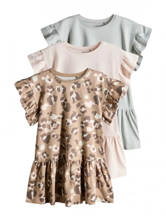 Foto van product The Set Jurk lichtbruin / pastelgroen / pastelroze