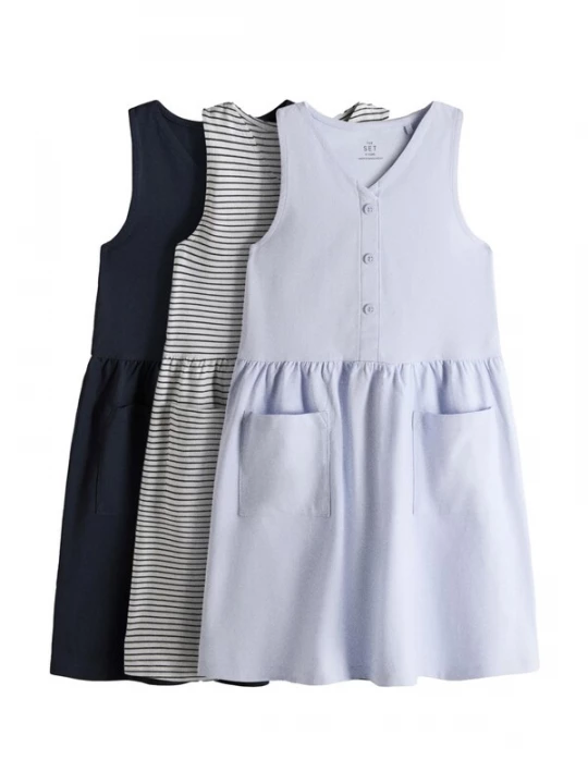 Foto van product The Set Jurk navy / lichtblauw / wit