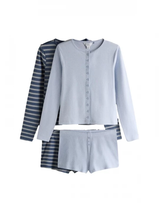 Foto van product The Set Korte pyjama navy / duifblauw / offwhite