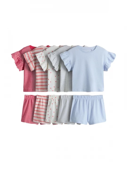 Foto van product The Set Nachtkledij crème / pastelblauw / lichtblauw / rosa / rood