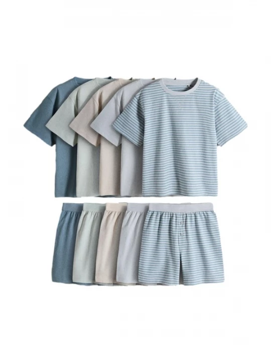 Foto van product The Set Nachtkledij taupe / smoky blue / lichtgrijs / petrol / pastelgroen