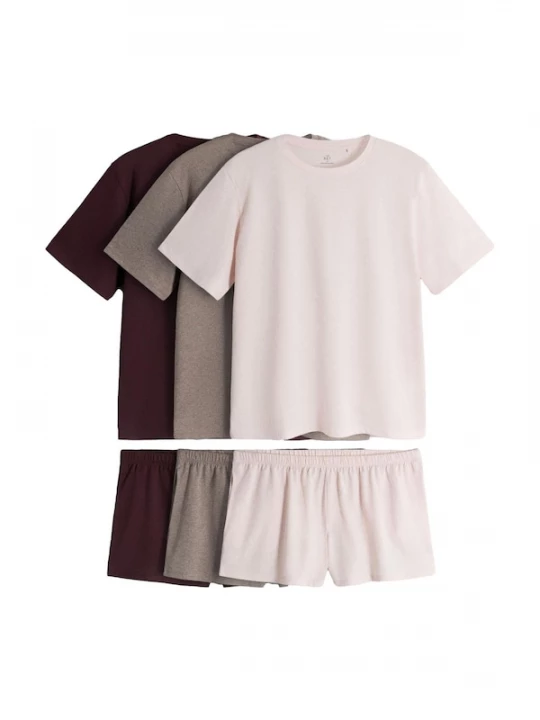 Foto van product The Set Pyjama 'Essentials' greige / pruim / lichtroze