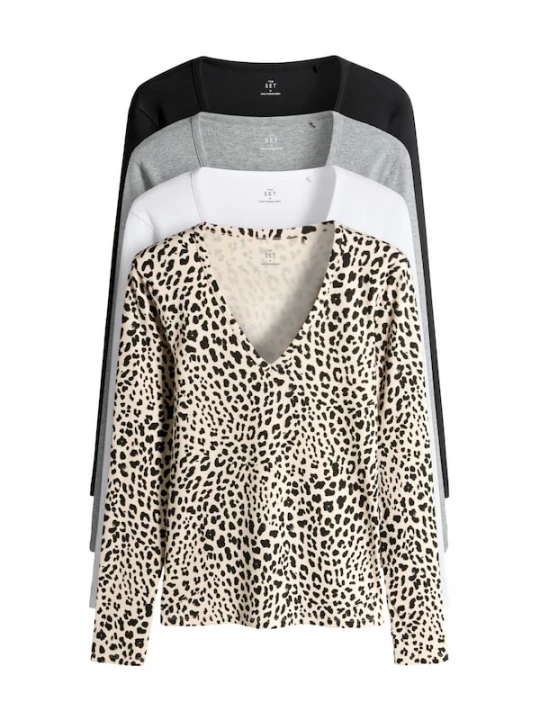 Foto van product The Set Shirt beige / crème / grijs / zwart