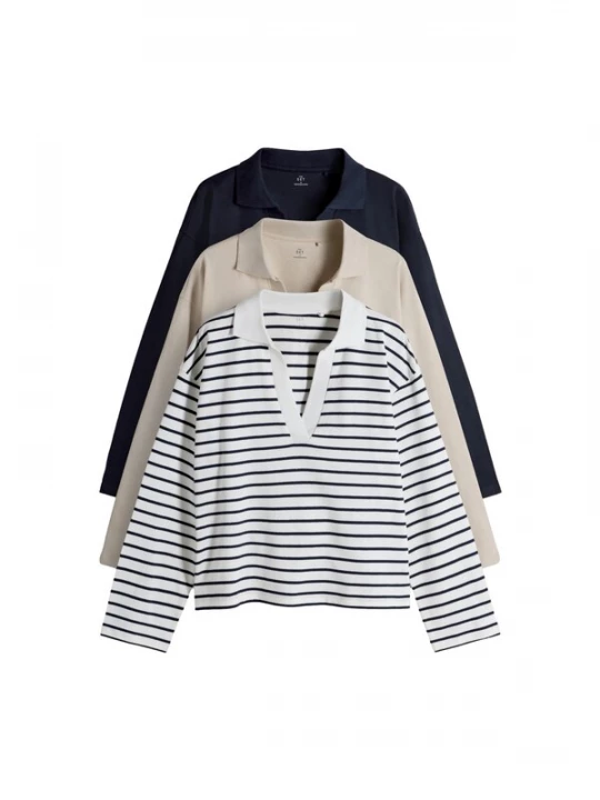 Foto van product The Set Shirt beige / donkerblauw / zwart / wit