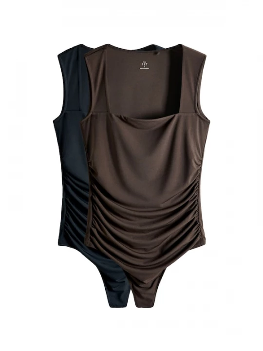 Foto van product The Set Shirt body bruin / zwart