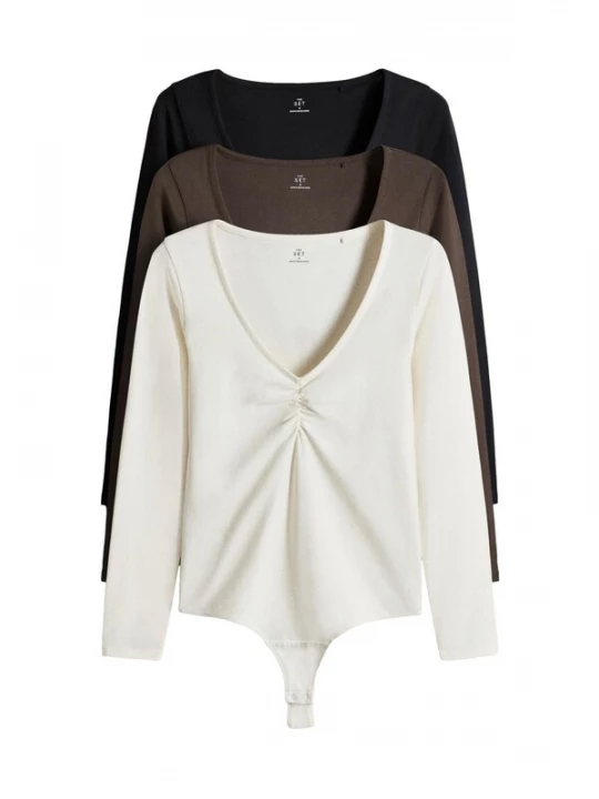Foto van product The Set Shirt body bruin / zwart / offwhite