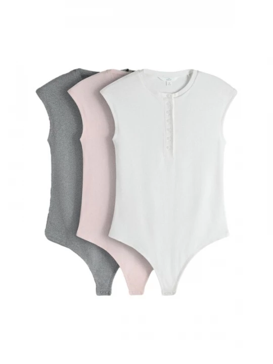 Foto van product The Set Shirt body donkergrijs / pastelroze / wit