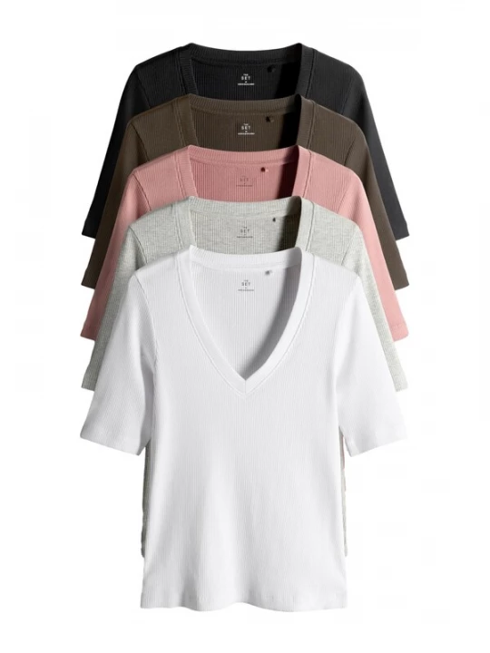 Foto van product The Set Shirt bruin / lichtgrijs / rosa / zwart / wit