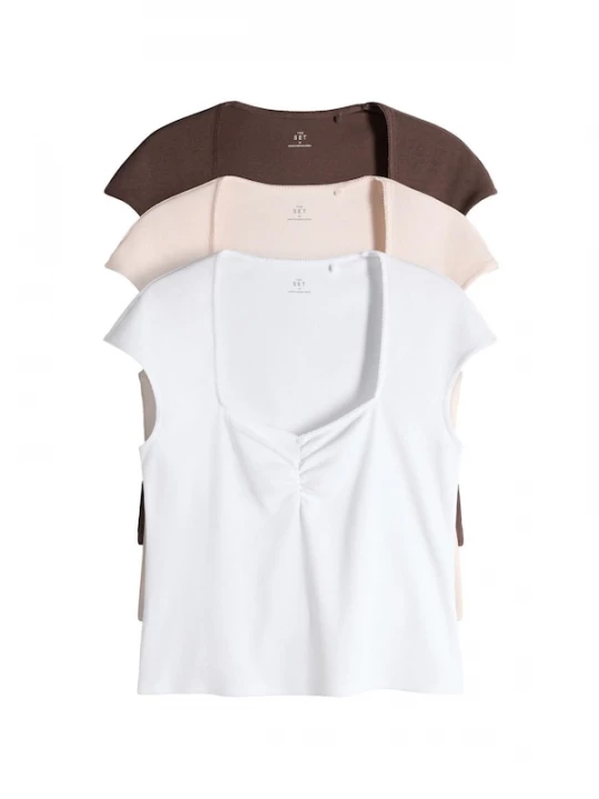 Foto van product The Set Shirt chocoladebruin / poederroze / wit