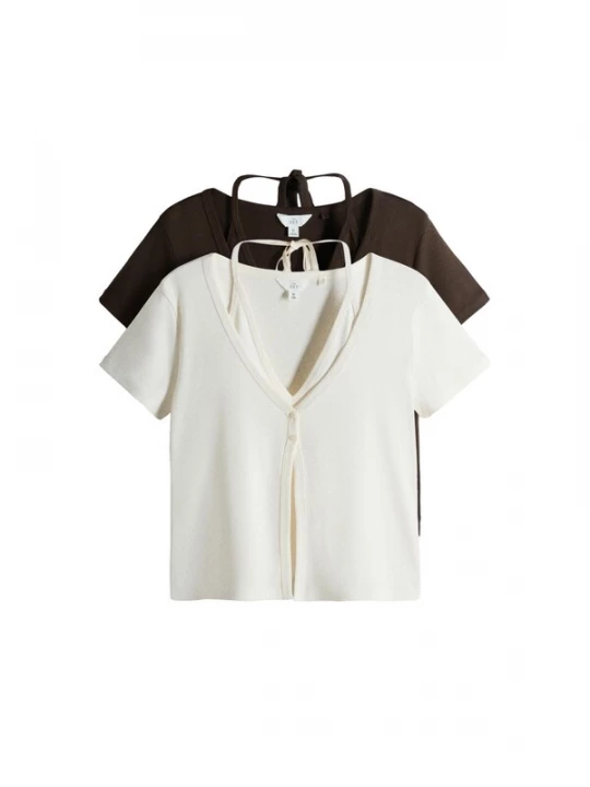Foto van product The Set Shirt crème / chocoladebruin
