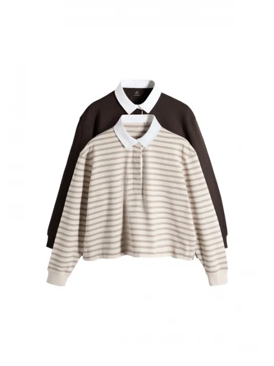 Foto van product The Set Shirt crème / chocoladebruin / mokka / wit
