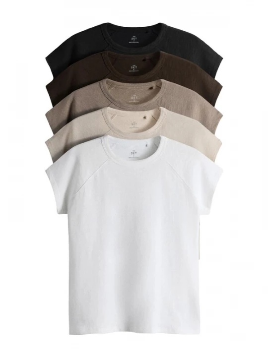 Foto van product The Set Shirt crème / chocoladebruin / taupe / zwart / wit