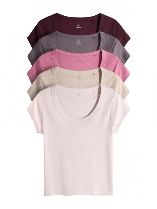 Foto van product The Set Shirt crème / donkerlila / poederroze / bourgogne
