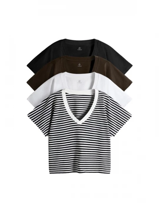 Foto van product The Set Shirt donkerbruin / zwart / wit