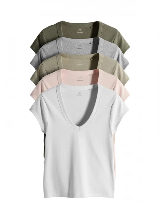 Foto van product The Set Shirt grijs / kaki / olijfgroen / lichtroze / wit