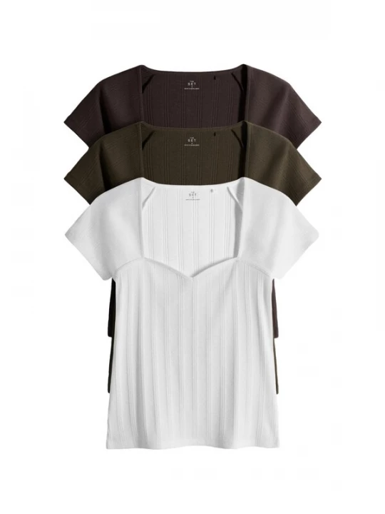 Foto van product The Set Shirt kaki / donkergroen / wit