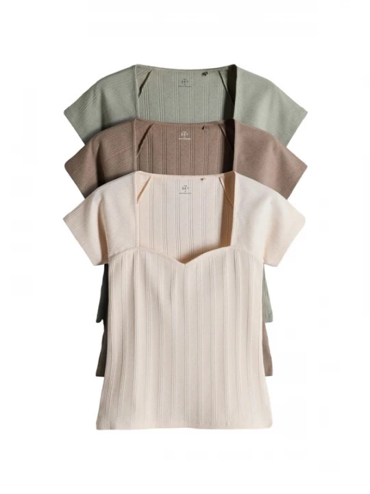 Foto van product The Set Shirt lichtbeige / bruin / pastelgroen