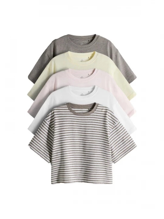 Foto van product The Set Shirt lichtgeel / taupe / grijs gemêleerd / rosa / wit