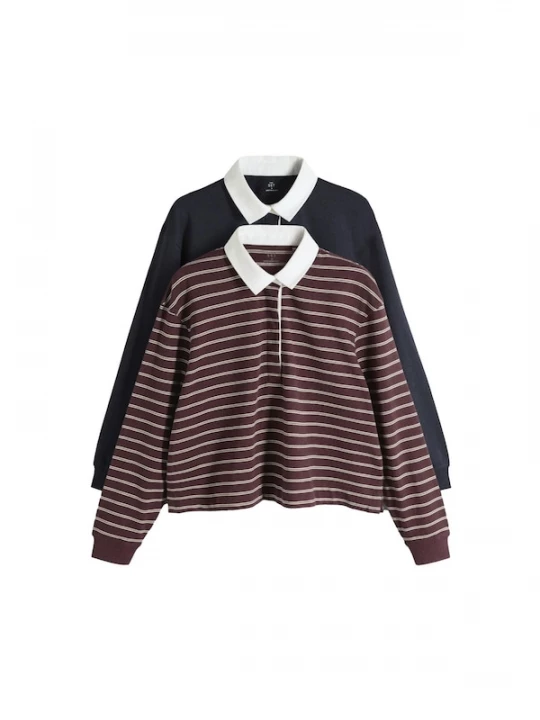 Foto van product The Set Shirt nachtblauw / robijnrood / wit