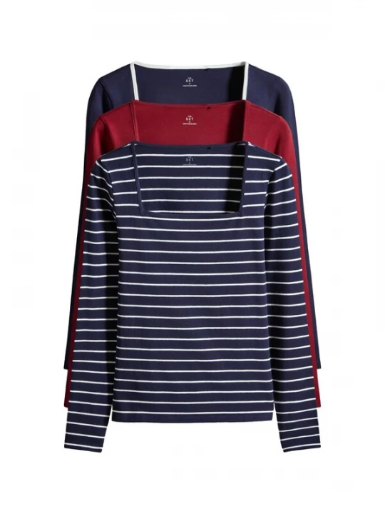 Foto van product The Set Shirt navy / bordeaux / wit