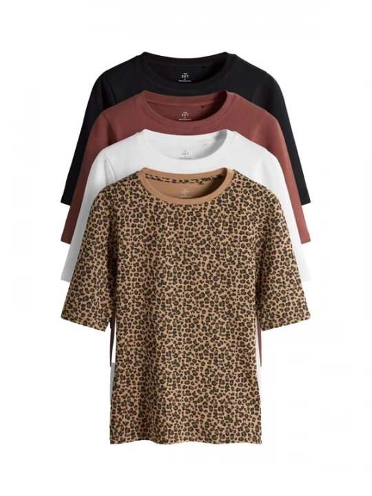 Foto van product The Set Shirt roestbruin / brokaat / zwart / wit
