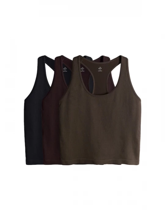 Foto van product The Set Top 'Active' chocoladebruin / olijfgroen / zwart