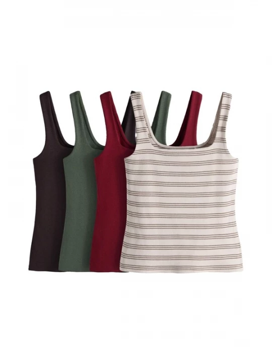 Foto van product The Set Top chocoladebruin / kaki / donkergroen / donkerrood