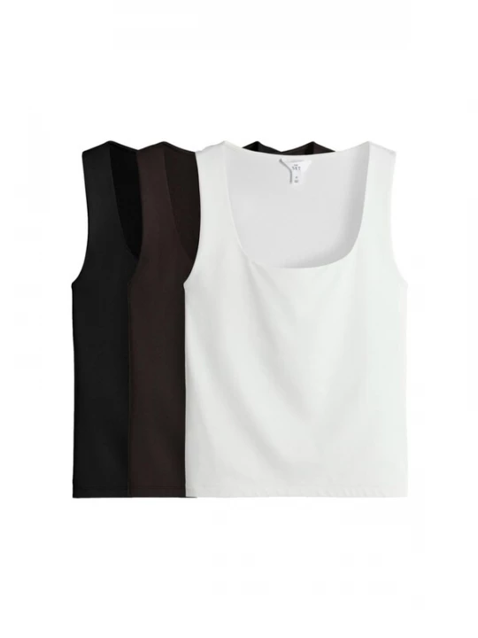 Foto van product The Set Top donkerbruin / zwart / wit