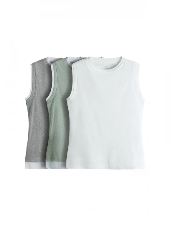 Foto van product The Set Top grijs gemêleerd / groen / wit