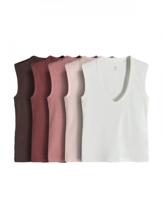 Foto van product The Set Top lichtbeige / kastanjebruin / donkerbruin / oudroze / wit