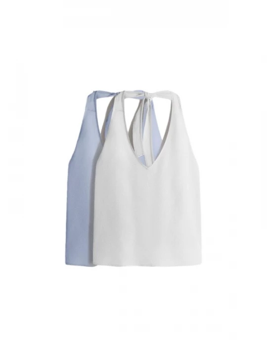 Foto van product The Set Top lichtblauw / wit