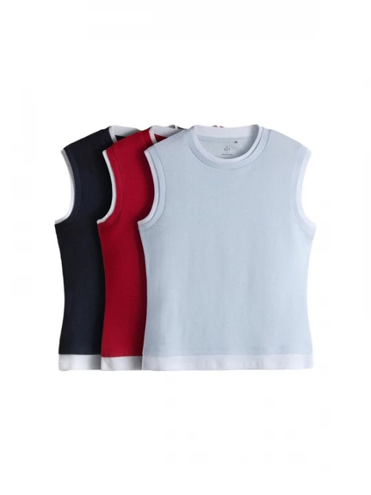 Foto van product The Set Top nachtblauw / pastelblauw / donkerrood / wit