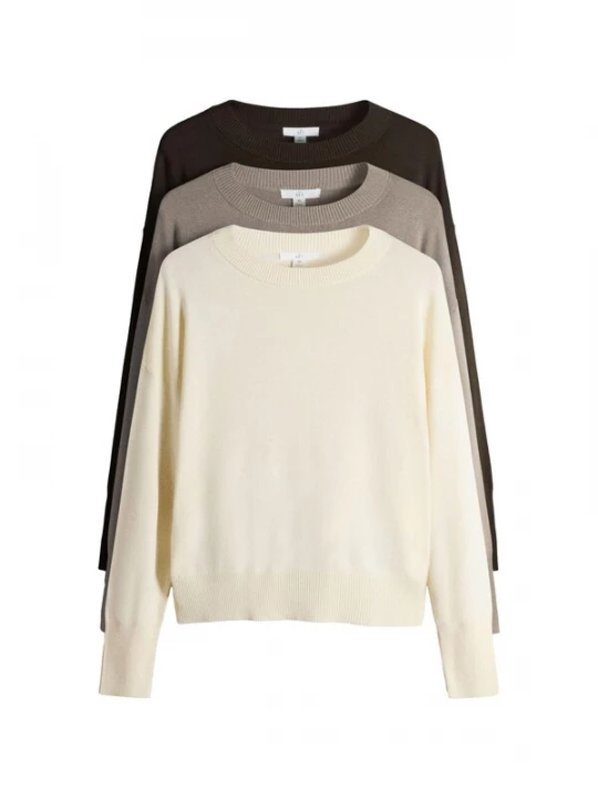 Foto van product The Set Trui crème / kastanjebruin / taupe