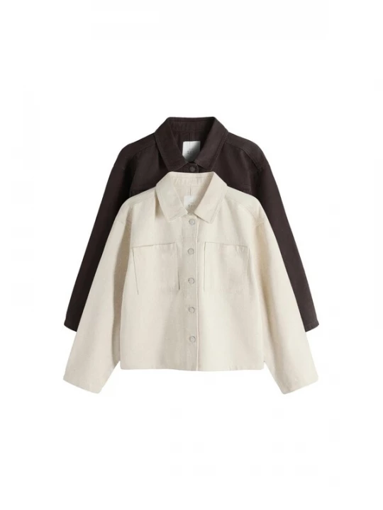 Foto van product The Set Tussenjas chocoladebruin / white denim