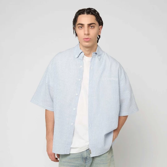 Foto van product The Short Sleeve Shirt Another Cotton Lab blauw