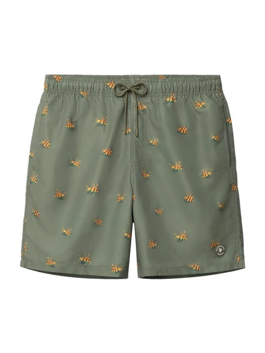 Foto van product The Sunshine Brand Zwemshorts 'Mike' olijfgroen / lichtoranje