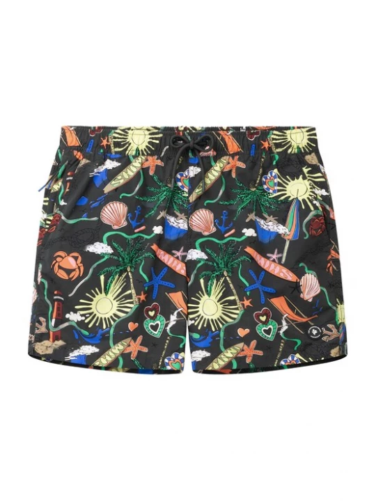 Foto van product The Sunshine Brand Zwemshorts 'Nate Shiwi Scene' citroen / petrol / rosa / zwart