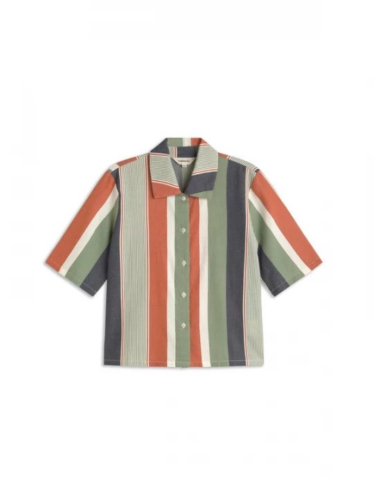 Foto van product Thinking MU Blouse ' ANE ' marine / lichtgroen / oranje / natuurwit