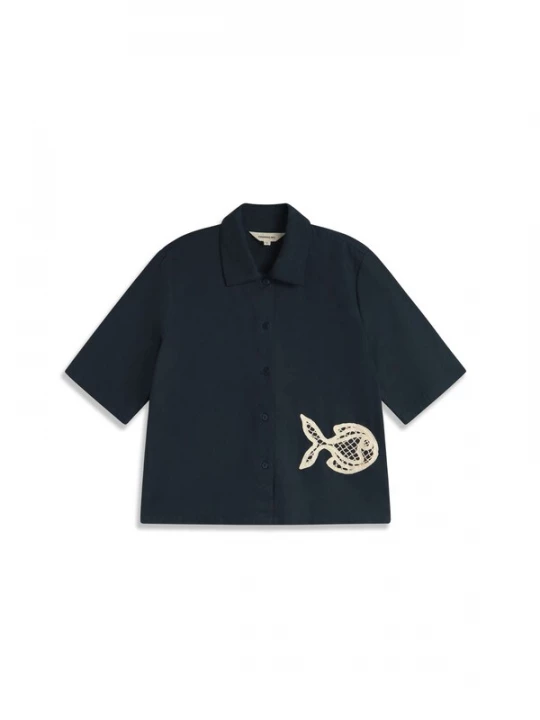 Foto van product Thinking MU Blouse 'ANE' navy / offwhite