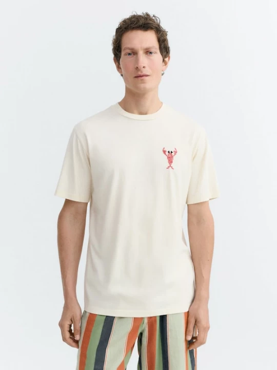 Foto van product Thinking MU Shirt 'Lobster Zach Tee' lichtbeige / rood / zwart