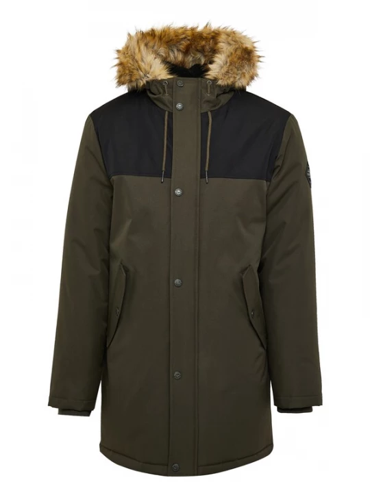 Foto van product Threadbare Winterjas 'Parkston' kaki / zwart