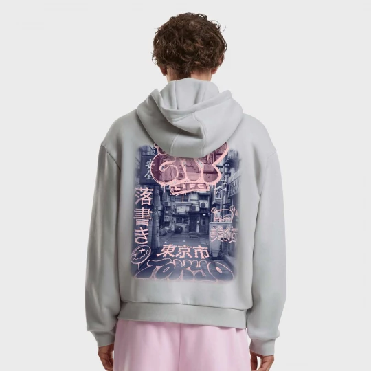 Foto van product Tokyo City Life Fluffy Zip Hoody Mister Tee grijs