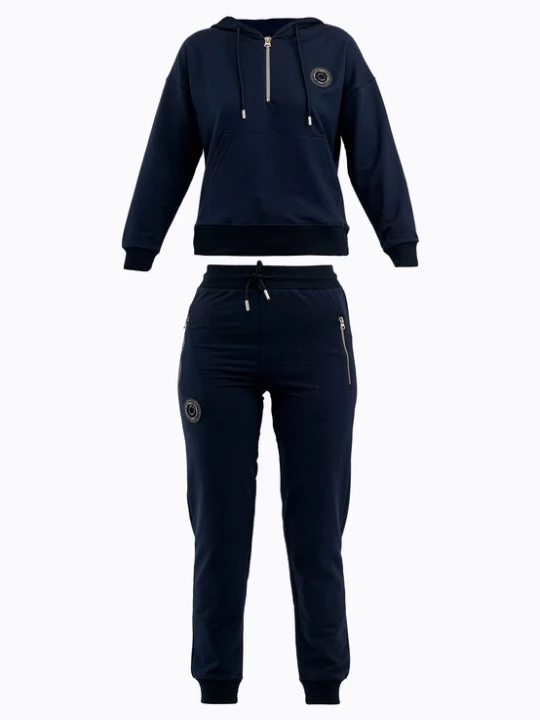 Foto van product Tom Barron Joggingpak donkerblauw / zwart / wit