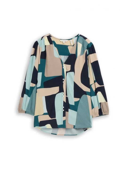 Foto van product TOM TAILOR Blouse beige / lichtblauw / petrol / zwart